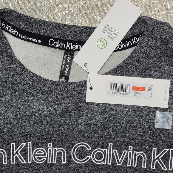 NEW Calvin Klein Performance Women's XS Bold Outline LogoCropped Grey Sweatshirt - Picture 7 of 12